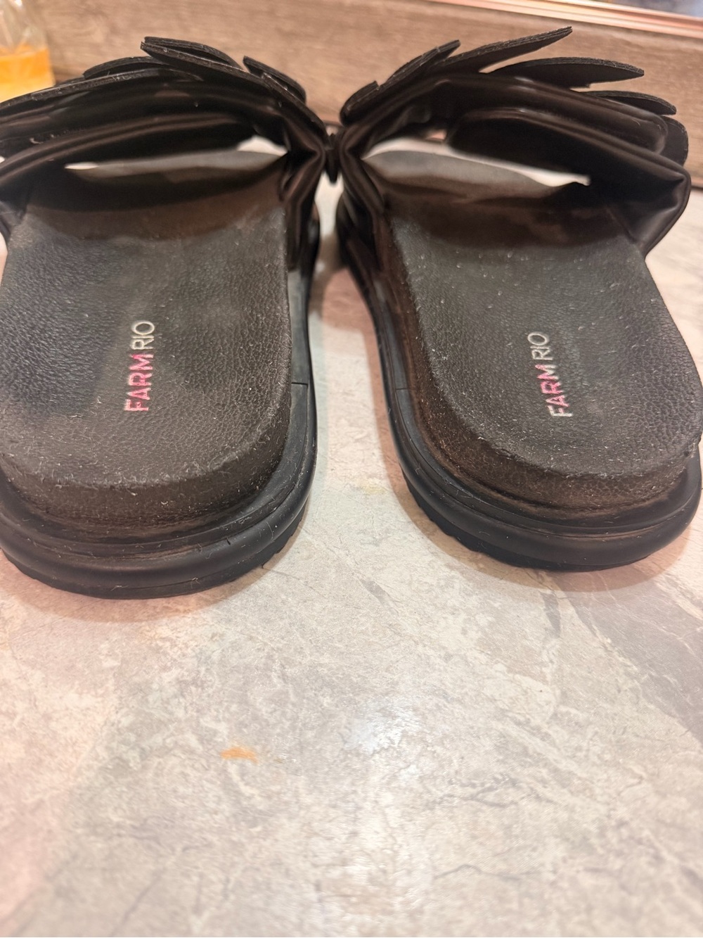 FARM Rio Black Floral Cutout Slide Sandals - Picture 6 of 8